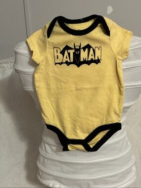 DC Yellow Baby Romper with Black Batman Graphic